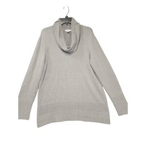 Calvin Klein Womens Gray Cowl Neck Textured Hem Knit Sweater XL RN54163